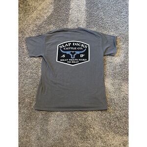 Slap Dicks Cattle Co Tee T-Shirt Grey L Large Hard To Beat